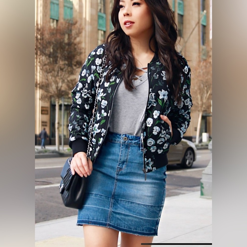 Floral Jacquard Bomber Jacket